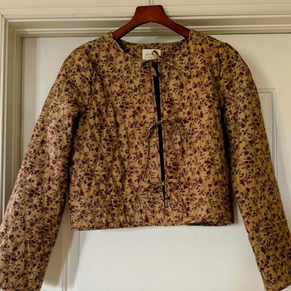 SÉZANE Paoline Tie Front Jacket In Miranda Beige Floral Print New 40/8 RARE NWOT - Picture 12 of 16